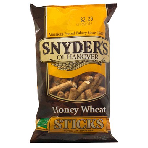 Snyder's of Hanover Honey Wheat Pretzel Sticks, 9-Ounce Packages (Pack of 12) by Honey