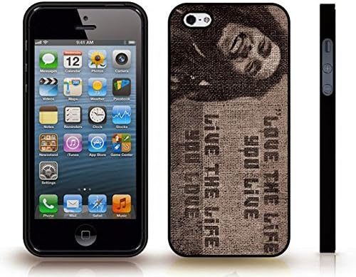 iStar Cases® iPhone 4 Case with "Love the life you live..." Bob Marley Quote, Inspirational, Black Font on Fabric, Bob Marley , Snap-on Cover, Hard Carrying Case (Black)
