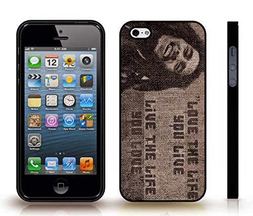 iStar Cases® iPhone 4 Case with "Love the life you live..." Bob Marley Quote, Inspirational, Black Font on Fabric, Bob Marley , Snap-on Cover, Hard Carrying Case (Black)