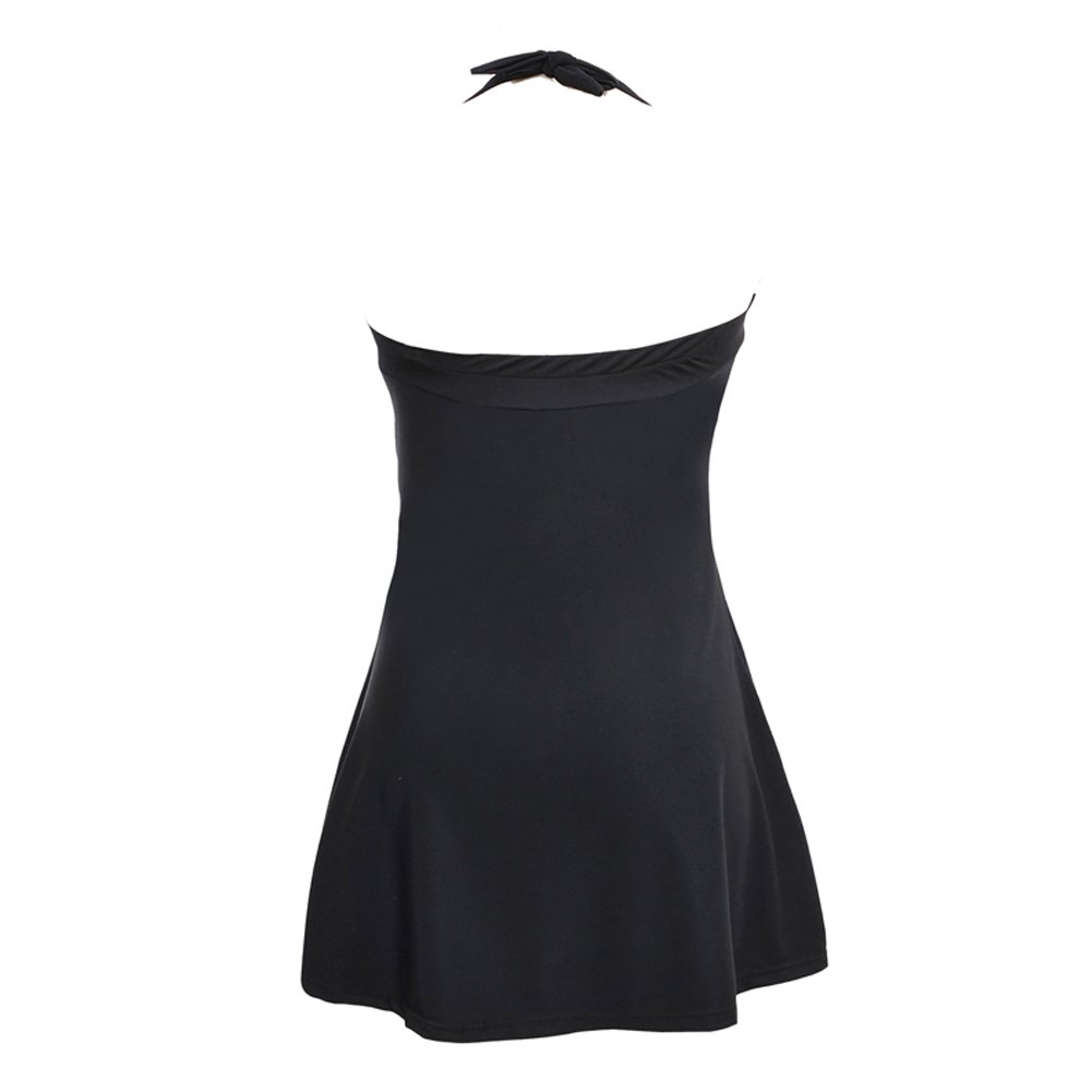 JOYMODE Women's Vintage Sailor Halter Neck Swimsuit 1 Piece Skirtini Tankini (FBA)