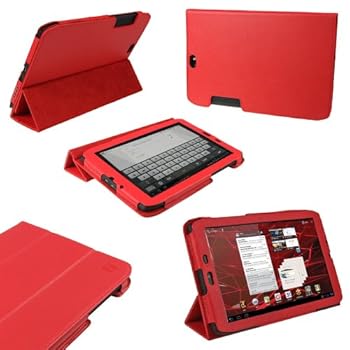 igadgitz Rouge Étui Housse en Cuir pour Motorola Xoom 2 Media Edition Droid Xyboard 8.2