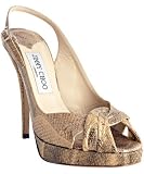 Jimmy Choo gold snakeskin 'Poem' platform slingbacks
