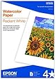 Epson Watercolor Paper Radiant, White, 13 x 19 Inches, 20 Sheets (S041351)