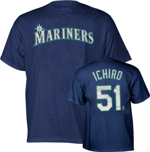 Ichiro Suzuki Majestic Navy Name and Number Seattle Mariners T-Shirt