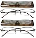 2 READING GLASSES~Half Rim~Hinge~Metal~Case~BRONZE+2.75