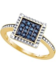 0.26CTW BLUE DIAMOND CLUSTER RING
