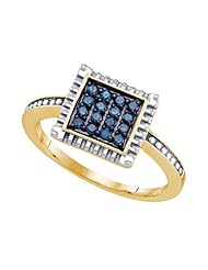 0.26CTW BLUE DIAMOND CLUSTER RING
