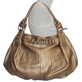Large Bronze/ Gold Leather Lk Slouchy Hobo Satchel Handbag