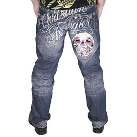 CHRISTIAN AUDIGIER Ed Hardy Mens Jeans Denim Pants Jenny Bing Straight Leg Signature 32