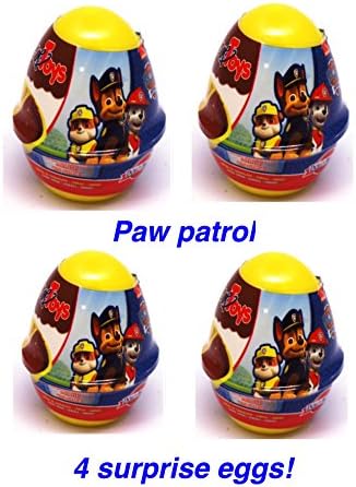 4 New plastic Paw patrol surprise eggs with toy!