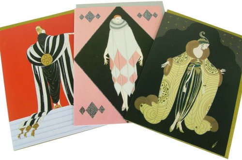 6 Assorted Erte 1920s 1930s Art Deco Fancy Greeting Cards (Blank inside)