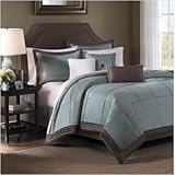 Madison Park Cascade 6 Piece Duvet Set - Blue - Full/Queen