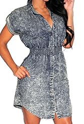 Short Sleeves Denim/Polyester/Spandex Spring Summer Winter  Dress