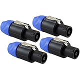 GLS Audio Speaker Plug Twist Lock 4 Pole Speaker Plug compatible with Neutrik Speakon NL4FC, NL4FX, NLT4X, NL2FC, Speak-On - 4 PACK