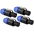 GLS Audio Speaker Plug Twist Lock 4 Pole Speaker Plug compatible with Neutrik Speakon NL4FC, NL4FX, NLT4X, NL2FC, Speak-On - 4 PACK