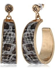 The SAK Medium Leather Inlay Brown Hoop Earrings