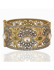 925 Sterling Silver Gold Plated Multi Tourmaline Gemstone Cz Handmade New Fashion Womens Bangle Jewelry