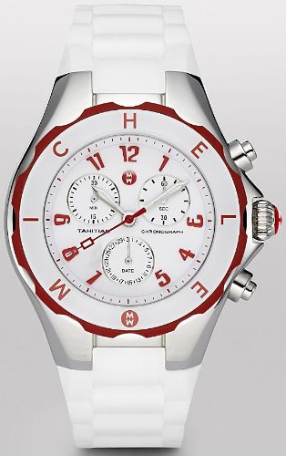 Michele Tahitian Jelly Bean Large Red and White Chronograph Ladies Watch MWW12F000022 Michele Tahitian Jelly Bean Large Red and White Chronograph Ladies Watch MWW12F000022