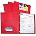 C-Line Two-Pocket Heavyweight Poly Portfolio with Prongs, For Letter Size Papers, Includes Business Card Slot, 1 Case of 25 Portfolios, Red (33964-25)