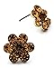 Goldtone Topaz Rhinestone Flower Button Post title=