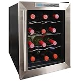 Vinotemp VT-12TEDS Thermo-Electric Digital 12-Bottle Wine Chiller, Black and Stainless