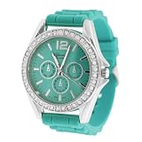 Geneva Women's Platinum Teal Chronograph-style Silicone Watch