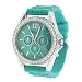 Geneva Women's Platinum Teal Chronograph-style Silicone Watch