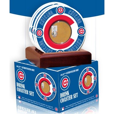 Chicago Cubs Coasters with Game Used Dirt (Set of 4)