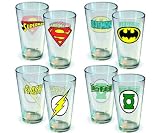 DC Comics Insignia 4pc Pint Glass Set ~ Batman, Superman, The Flash, Green Lantern