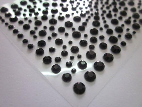 2*1sheet Crystal Black Single Sheet Design Mixed Sizes Rhinestone Sticker