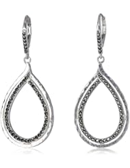 Judith Jack "Paradise" Hammered Silver and Marcasite Tear Drop Earrings