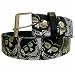 BLACK & WHITE SKULLS GLOWING EYES REMOVE BUCKLE BELT -M