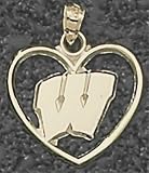 Wisconsin Badgers Motion W Heart 5/8 Pendant
