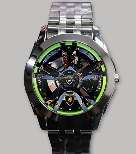 Custom Personality Rim Wheels Lamborgnini Wriswatch Silver Alloy Band