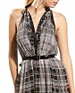 Banded Neck Belted Plaid Dress Product Image