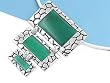 Sterling Silver and Green Agate Stone Pendant - 55mm Height - 40mm Width - Necklace Not Included