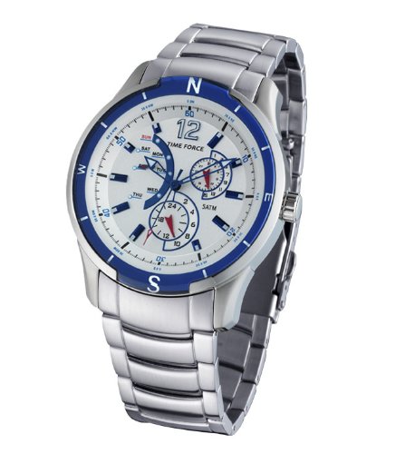 Time Force - TF3147M03M - Montre Homme - Quartz Analogique - Cadran Blanc - Bracelet en Acier Inoxydable Time Force - TF3147M03M - Montre Homme - Quartz Analogique - Cadran Blanc - Bracelet en Acier Inoxydable