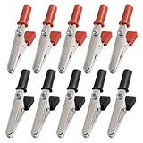 uxcell 10個セット　プラスチック製テストプローブ用メタルアリゲータークリップ50ミリメートルハンドル