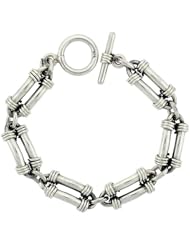 Sterling Silver Bullet Chain Link Bracelet Toggle Clasp Handmade 1/2 inch wide, sizes 8, 8.5 & 9 inch
