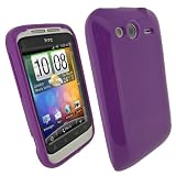 igadgitz Kristall Gel (TPU thermoplastisches Polyurethane) dauerhafte Schutzhülle Etui Case Tasche Hülle in Lila für HTC Wildfire S Smartphone + Display Schutzfolie