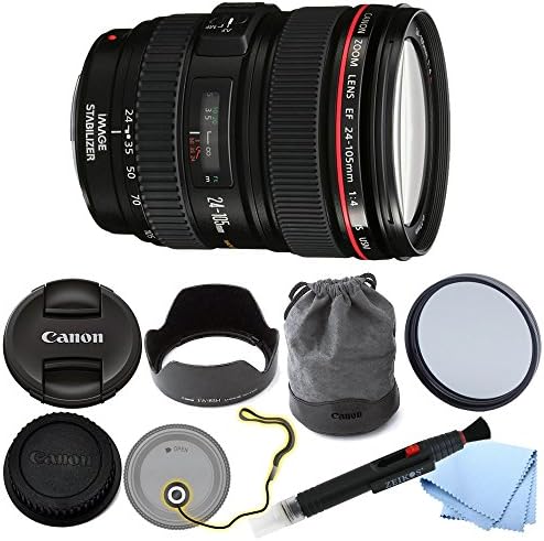 Canon EF 24-105mm f/4L IS USM Lens (White Box) + GID Accessories Bundle. For 5D III, 6D, 5D II, 1Dx and other Full Frame DSLR and 7D, 70D, 60D, T5i and other 1.3x digital cameras, and Canon Film Cameras.
