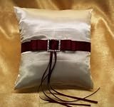 Rinkissen creme bordeaux Trauringkissen ivore bordeaux Glitzerschnalle Deko Hochzeit Hochzeitsbedarf Brautschmuck
