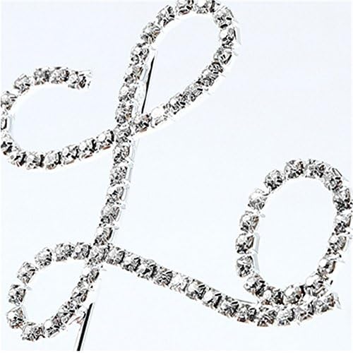 "Love" Letter Silver Crystal Diamante Wedding Birthday Engagement Anniversay Celebration Cake Topper Decoration