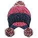 Bodvera Warm Chunky Soft Stretch Cable Knit Slouchy Straps Slit Pom pom Beanie Skully