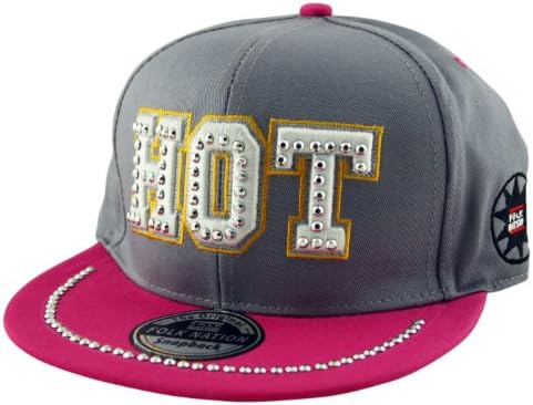 Folk Nation Girl's HOT Bling Hip Hop Snapback Cap Hat One Size Grey
