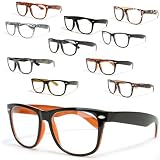 niki-orange Nerd Brille Original, Vintage Nerdbrille im Wayfarer Style in verschiedenen Farben