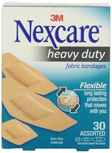 Nexcare Heavy Duty Flexible Fabric Bandages, Assorted Sizes, 30-Count Packages (Pack of 4)