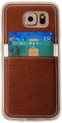 Galaxy S6 case,Simple &amp; Small, Back Pocket Card Holder, 2 Card Slots for Galaxy S6 with a FREE &amp; Random Colorful Credit Card Size Compact Cell Phone Mount Holder / Stand(brown)
