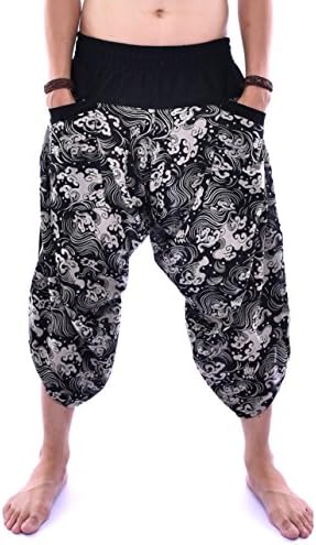 Native pants Men's Art Clound Samurai Pants Free Size XS-2XL Black