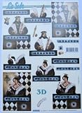 A4 3D step by step Le Suh decoupage sheet - playing cards - King of Clubs and Queen of Spades